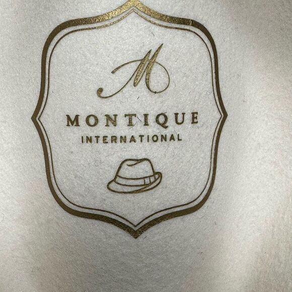 Montique White Color 2 1/2 Inch Wide Brim Wool Felt Hat SZ L PN 114874 - Picture 6 of 7